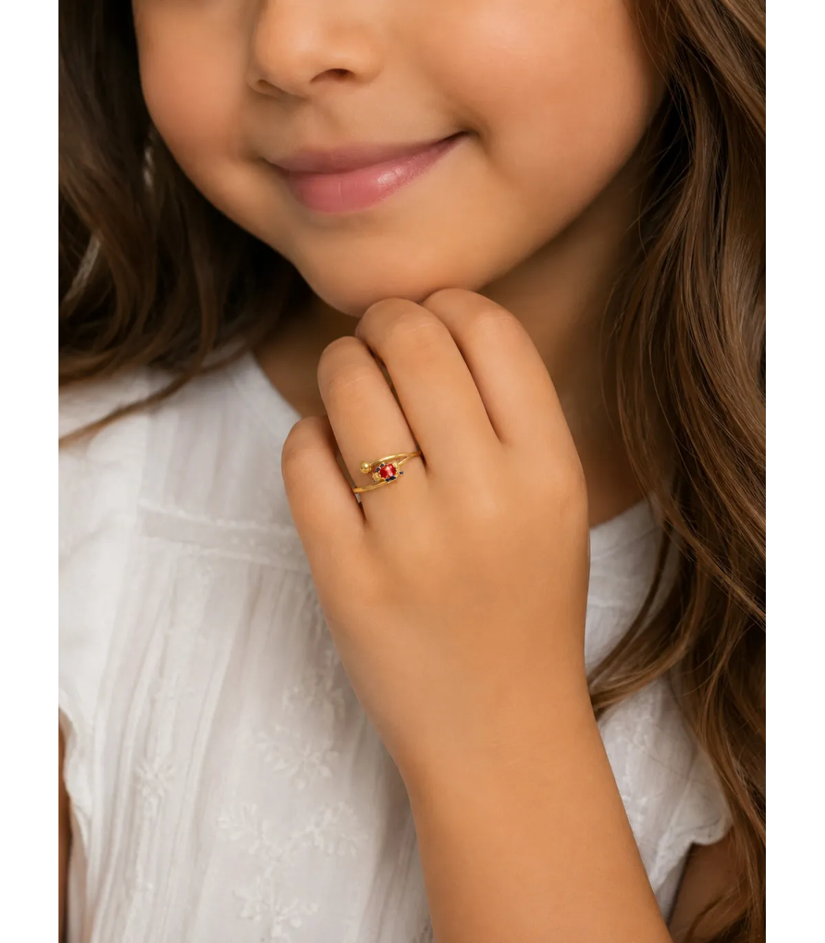 Anello da bimba in oro giallo con orsetto