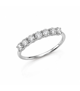 Anello veretta in oro bianco con zirconi