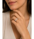 Anello veretta in oro bianco con zirconi