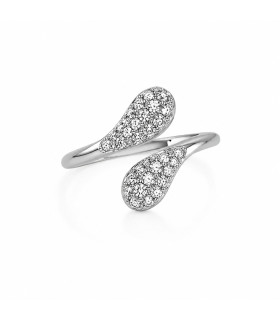 Anello contrariè in oro bianco con zirconi