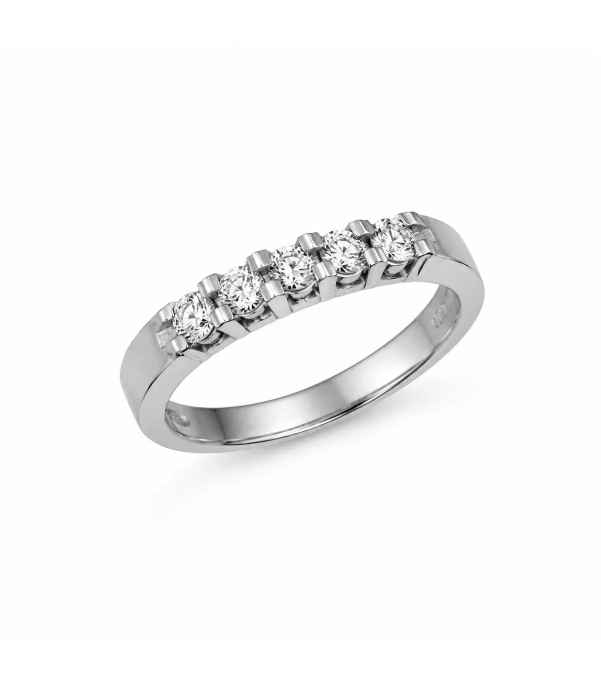 Anello veretta in oro bianco con brillanti carati totali 0,50