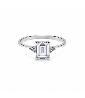 Anello in oro bianco con acquamarina e brillanti carati totali 0,02