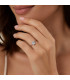 Anello in oro bianco con acquamarina e brillanti carati totali 0,02