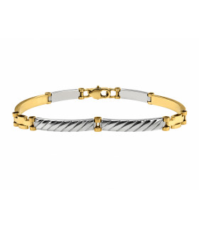 Bracciale semirigido in oro giallo con particolari in oro bianco