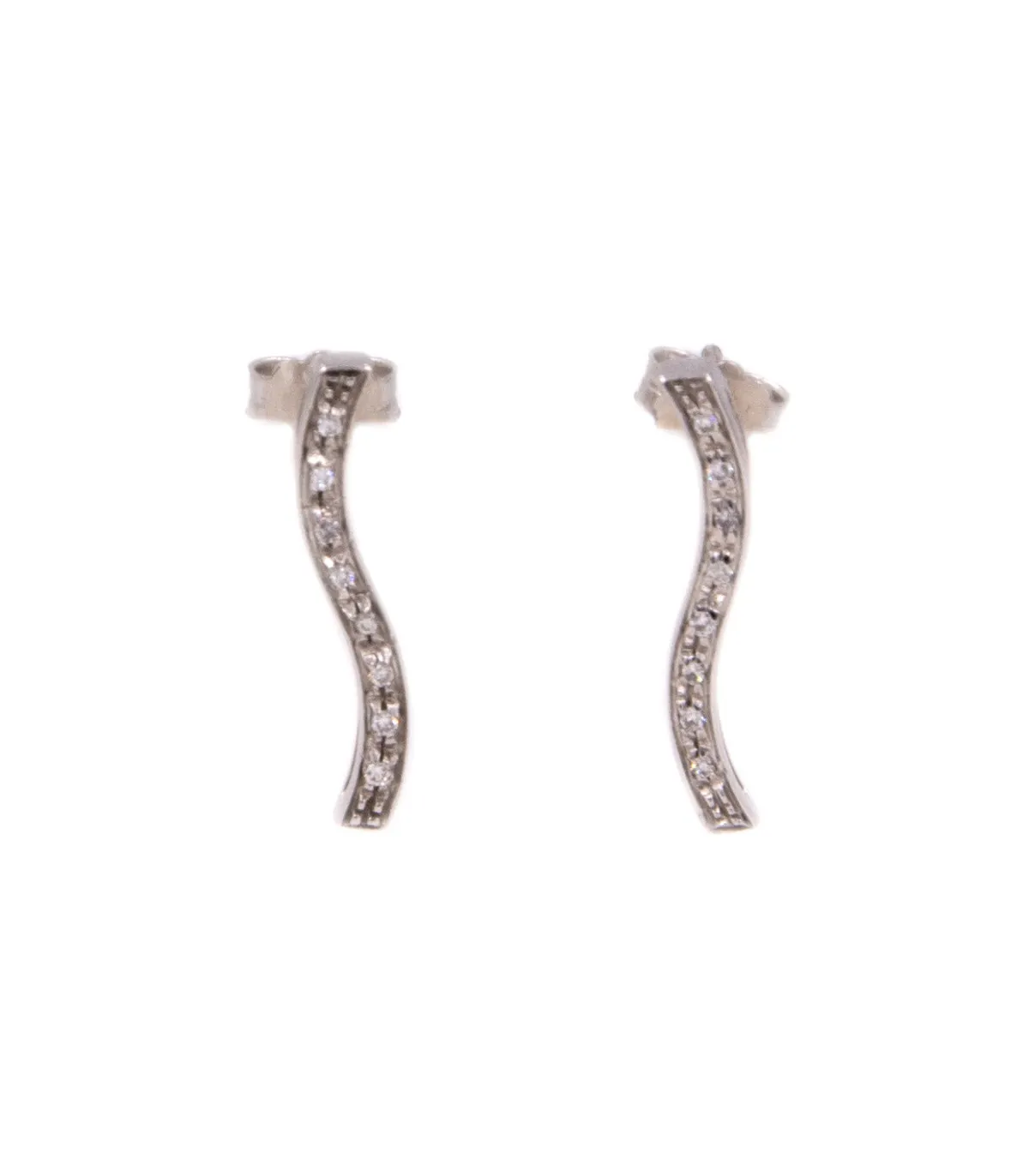 Coppia orecchini pendenti in oro bianco con totale brillanti 0,16