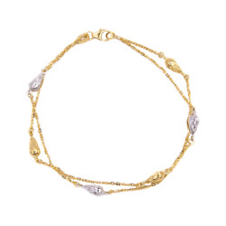Bracciale multifilo in oro giallo con particolari in oro bianco