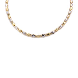 Collana da uomo con chicchi in oro giallo e oro bianco