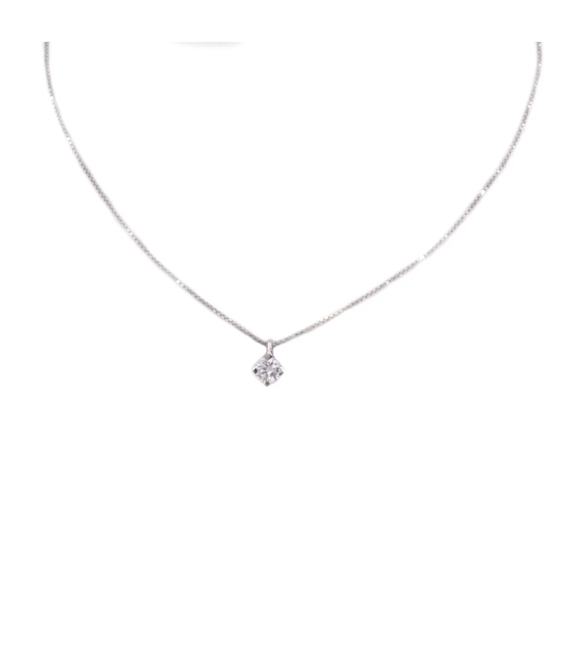 Collana punto luce in oro bianco con brillante da 0,10 carati