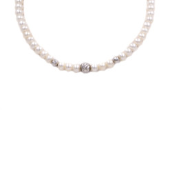 Collana di perle con sfere in oro bianco