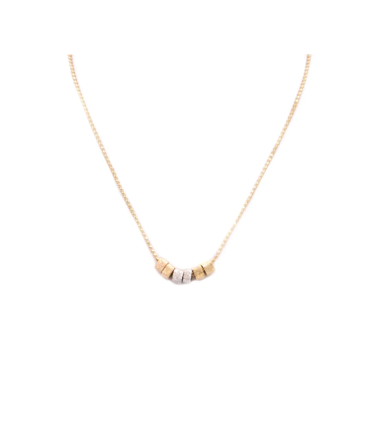 Collana in oro giallo con inserti in oro giallo e oro bianco