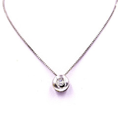 Collana punto luce cipollina in oro bianco con brillante 0,18