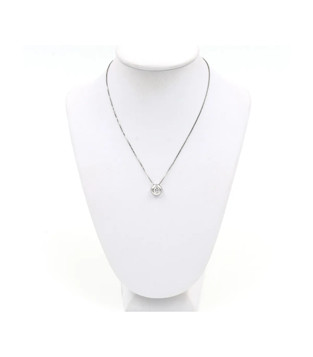 Collana punto luce cipollina in oro bianco con brillante da 0,20 carati