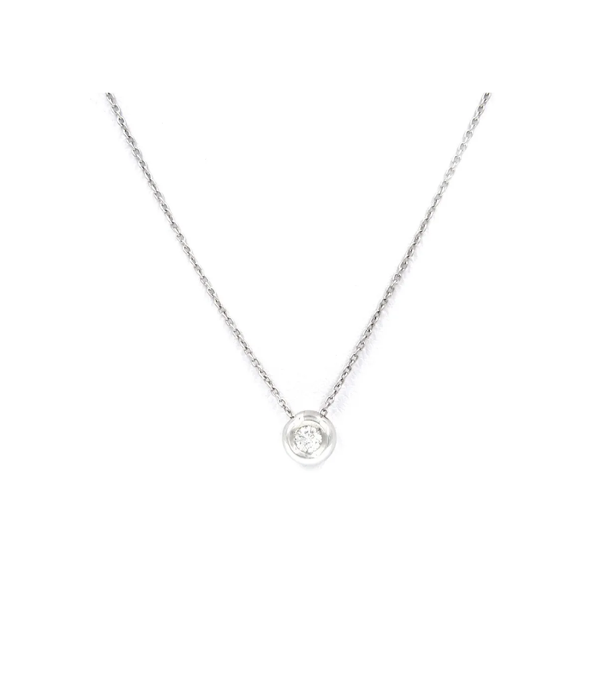 Collana punto luce in oro bianco con brillante 0,15