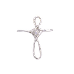 Ciondolo croce in oro bianco con brillante da 0,05 carati