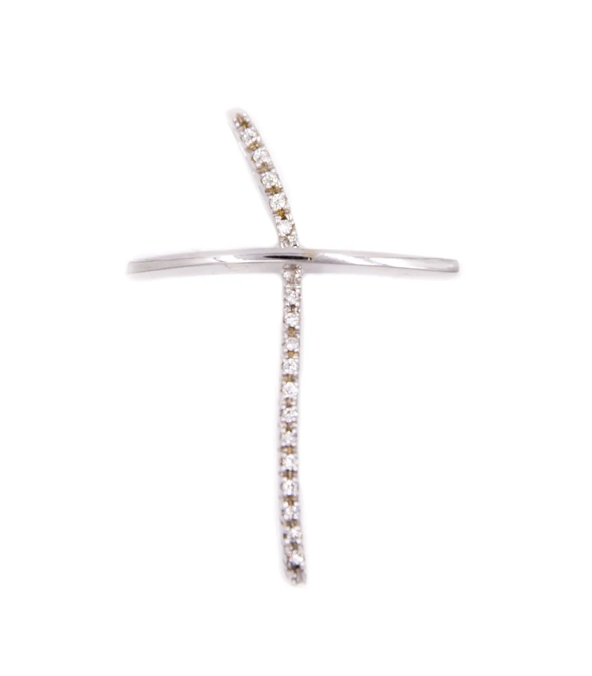 Ciondolo Croce in oro bianco con brillanti carati totali 0,17