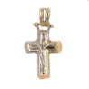 Ciondolo croce in oro giallo con Cristo in oro bianco