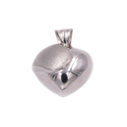 Ciondolo cuore in oro bianco liscio e satinato