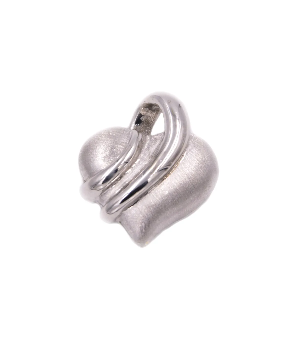 Ciondolo cuore in oro bianco liscio e satinato