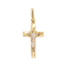 Ciondolo croce in oro giallo con Cristo in oro bianco