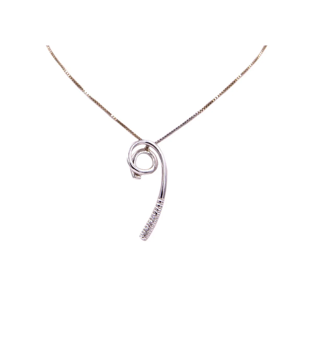 Collana in oro bianco con ciondolo con brillanti carati totali 0,03