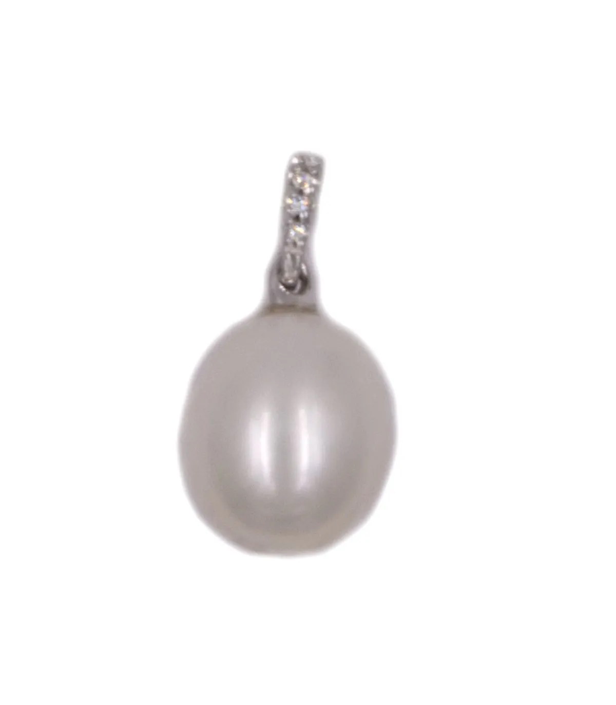 Ciondolo in oro bianco con perla e brillanti carati totali 0,01