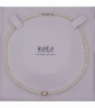 Collana di perle in oro bianco con perla centrale rosa