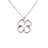 Collana in oro bianco con ciondolo quadrifoglio con brillanti carati totali 0,26