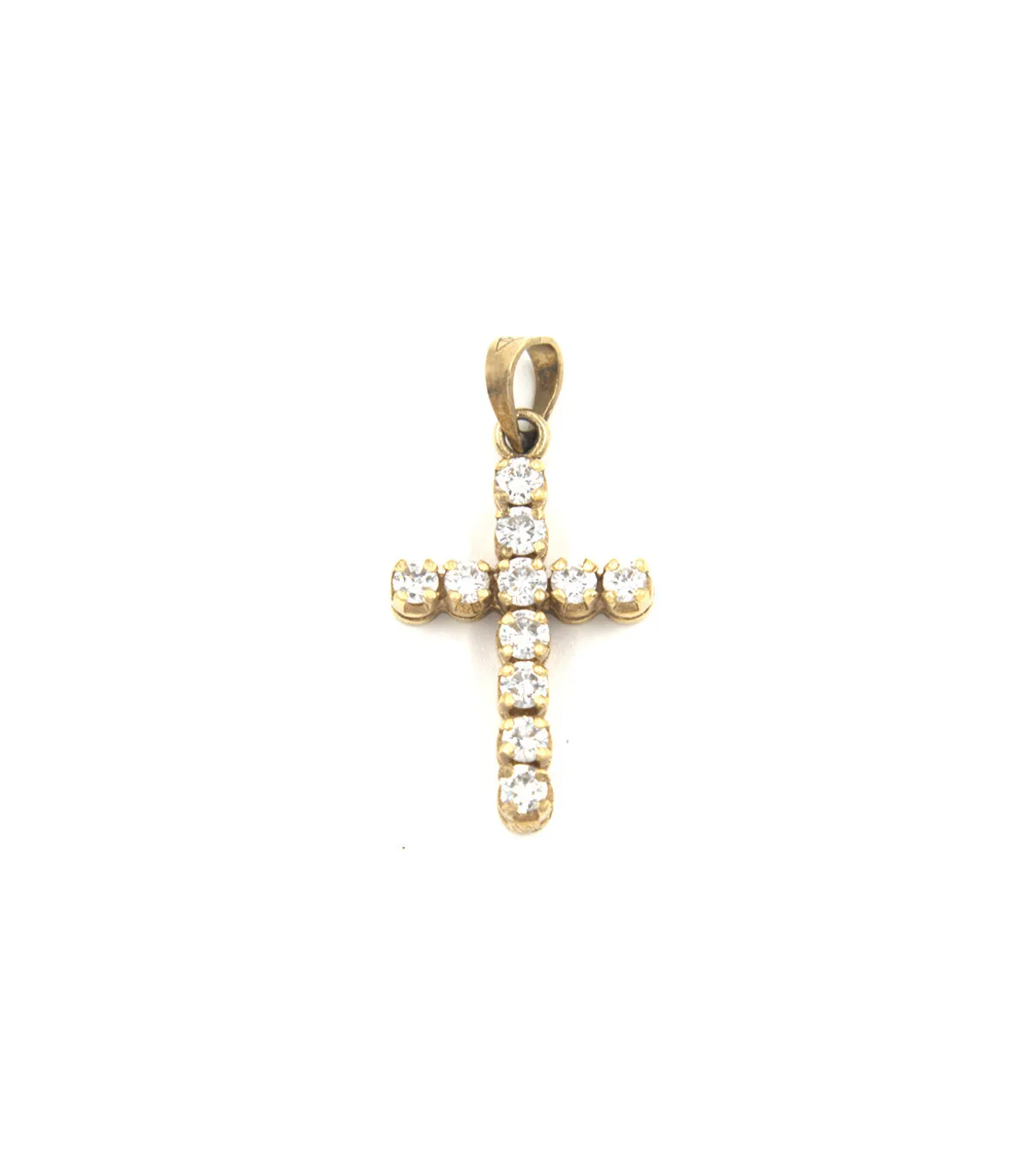 Ciondolo in oro giallo croce con brillanti