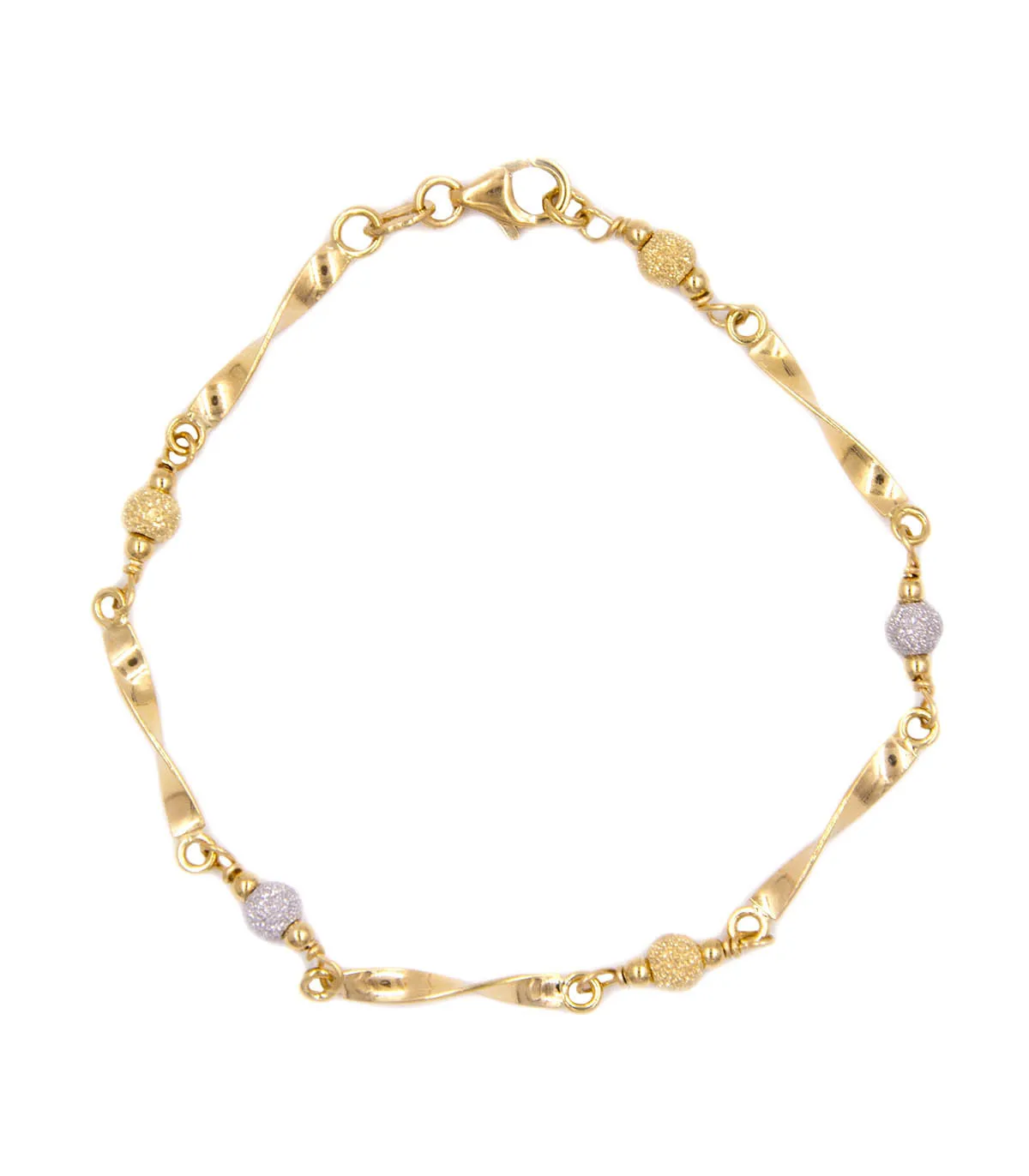 Bracciale in oro giallo con sfere in oro bianco e giallo
