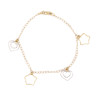 Bracciale in oro giallo e oro bianco con cuori e stelle e pendenti