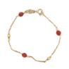 Bracciale da bimba in oro giallo con corallini rossi