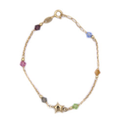 Bracciale da bimba in oro giallo con stellina e corallini colorati