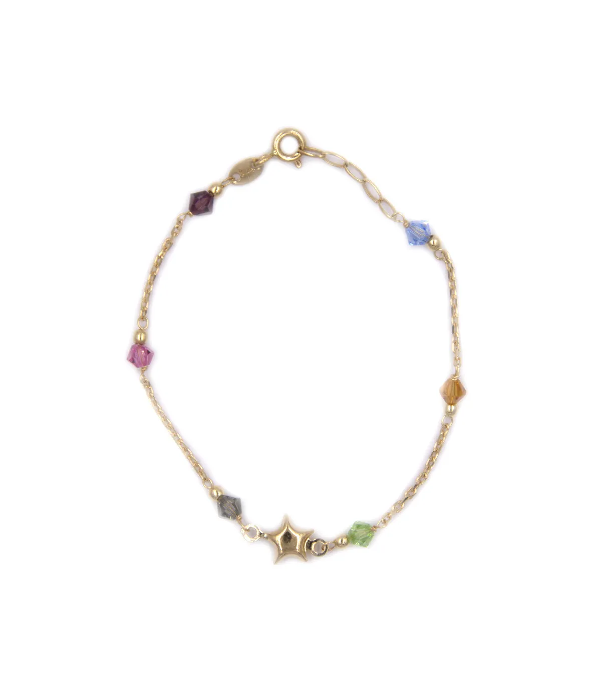 Bracciale da bimba in oro giallo con stellina e corallini colorati