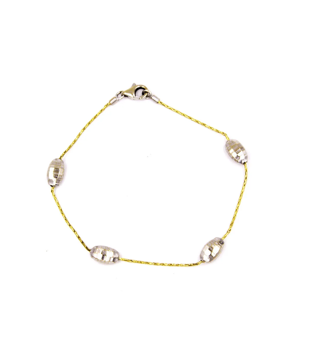 Bracciale in oro giallo con bussolotti in oro bianco