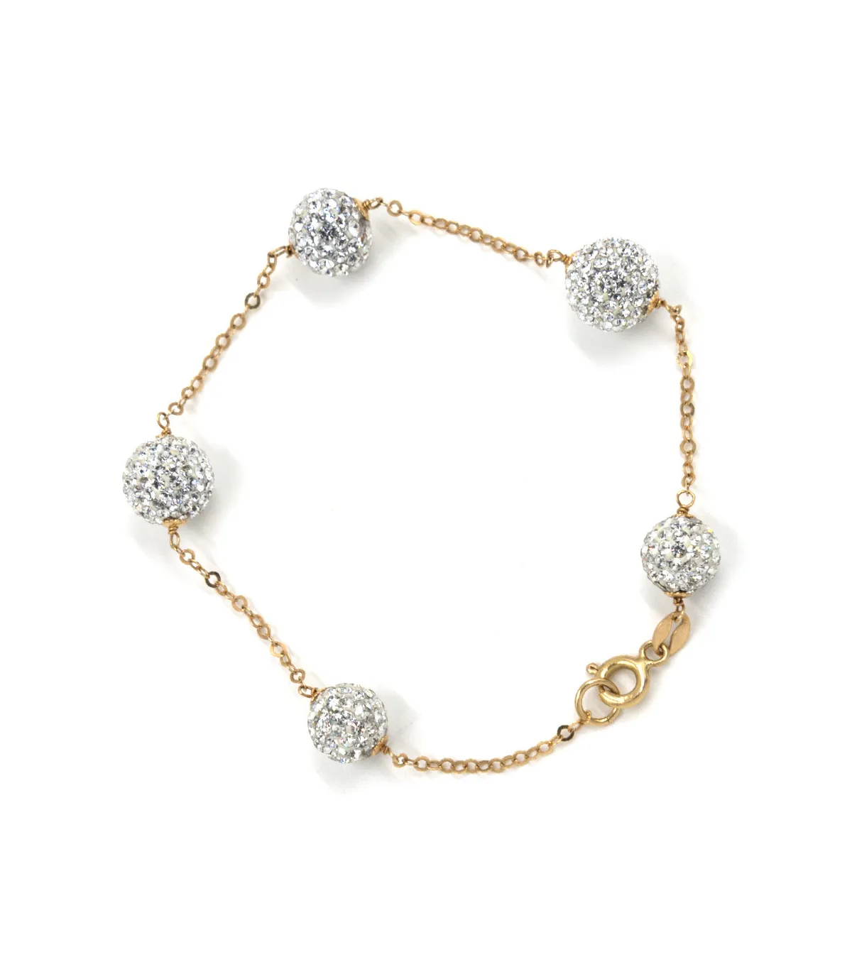 Bracciale in oro giallo con sfere di swarosky