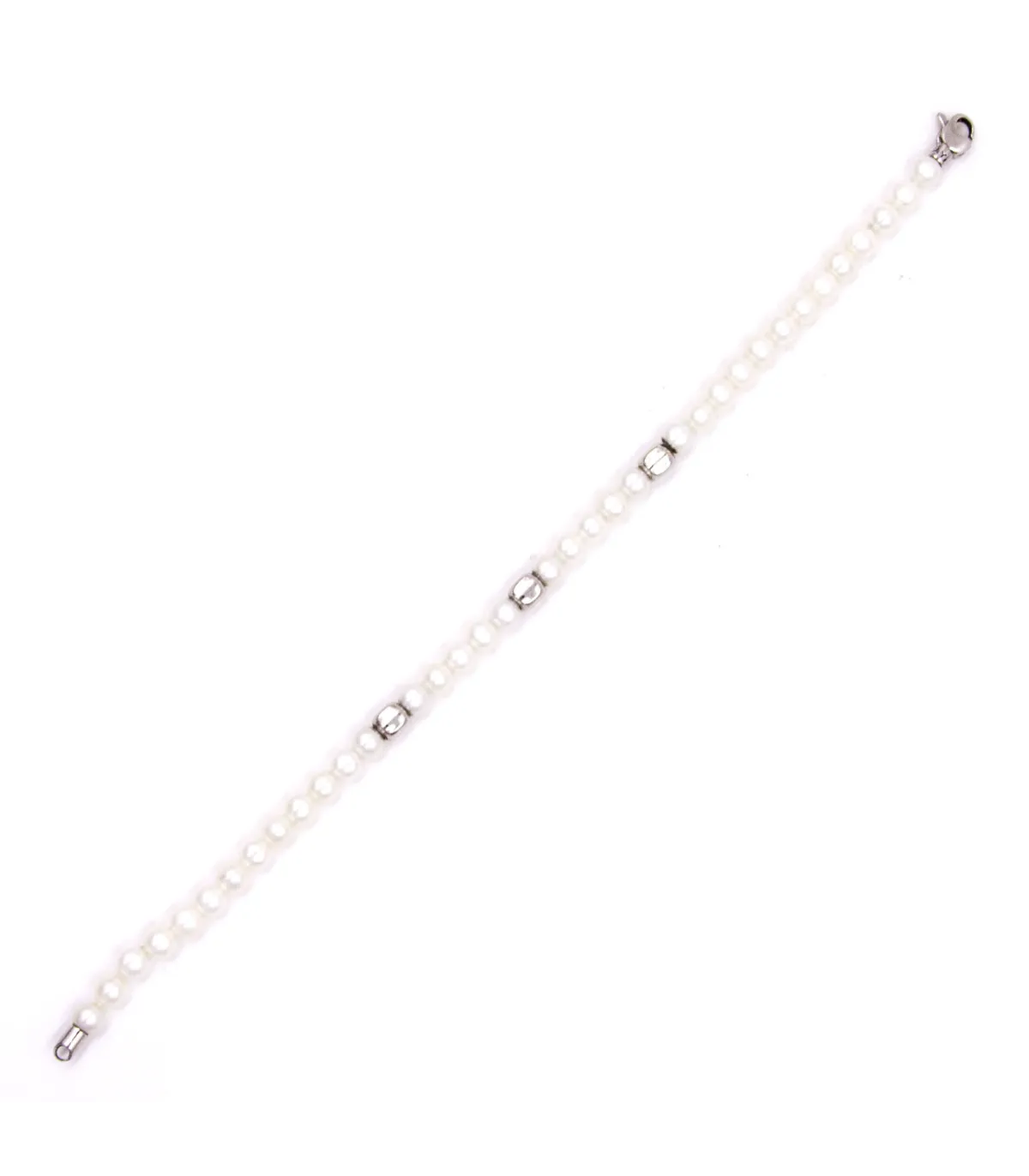 Bracciale di perle con segmenti in oro bianco