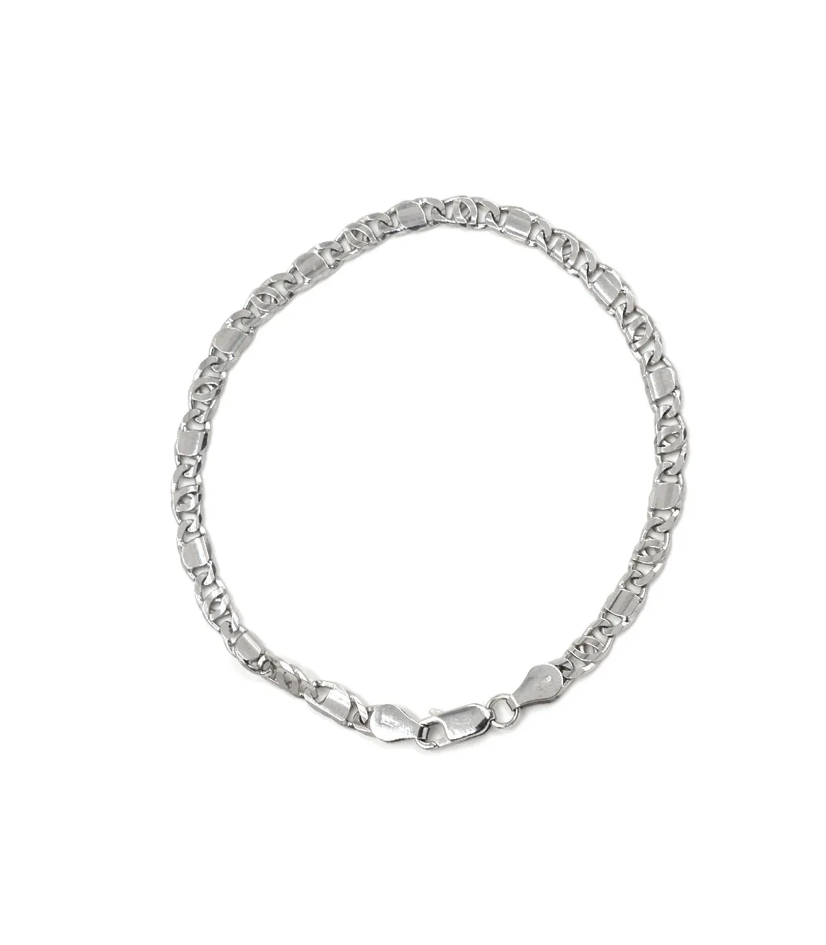 Bracciale in oro bianco a maglia piatta