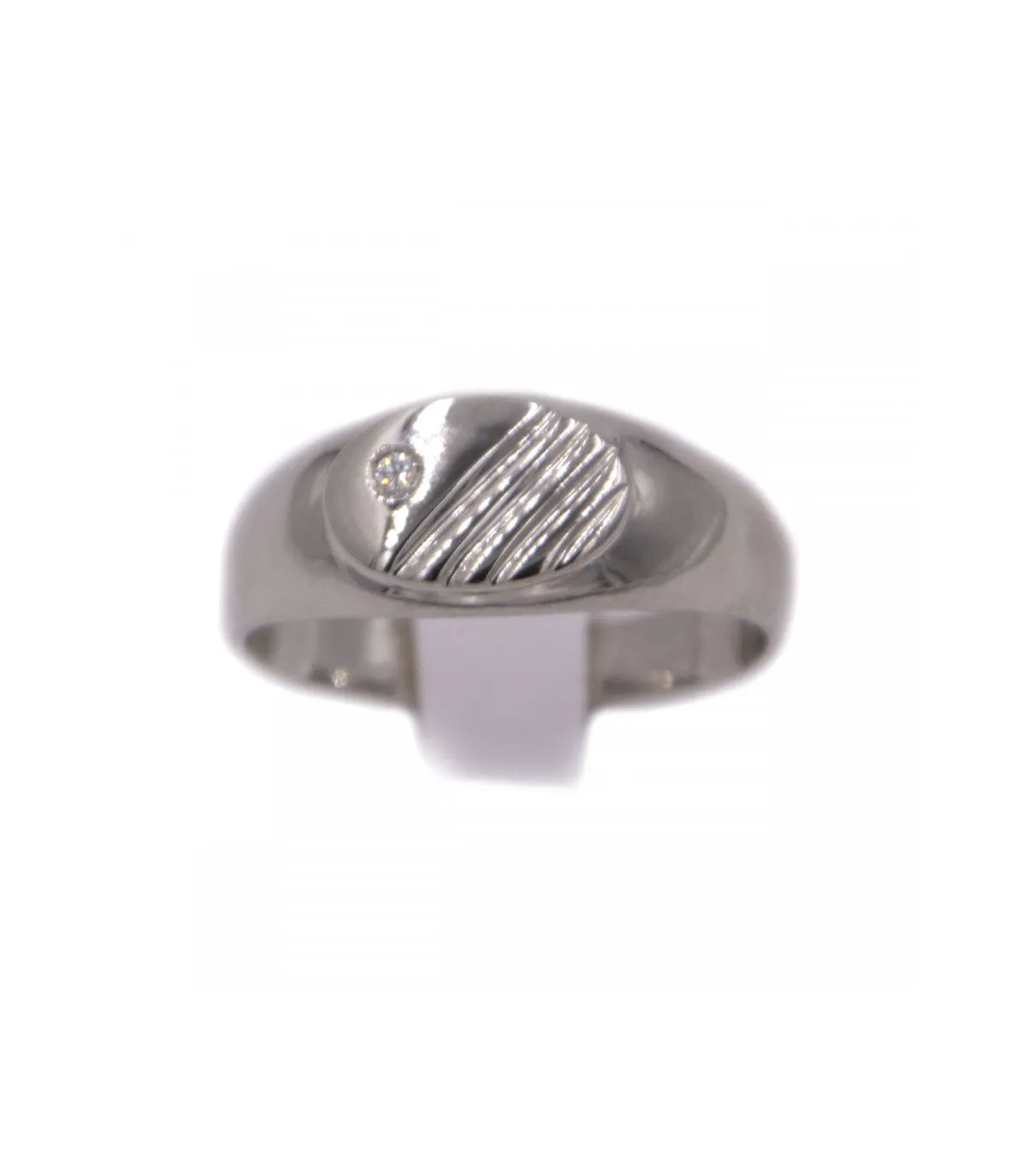 Anello da uomo in oro bianco con brillante da 0,03 carati