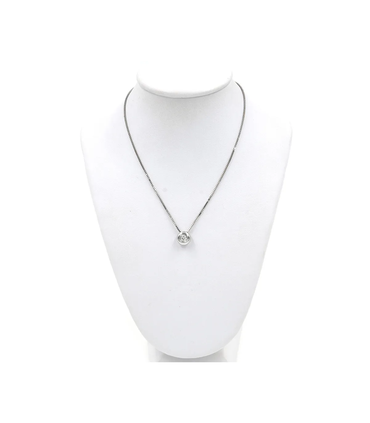 Collana punto luce a cipollina in oro bianco con brillante da 0,15 carati