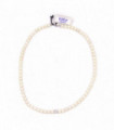Collana di perle in oro bianco con sfera di zirconi
