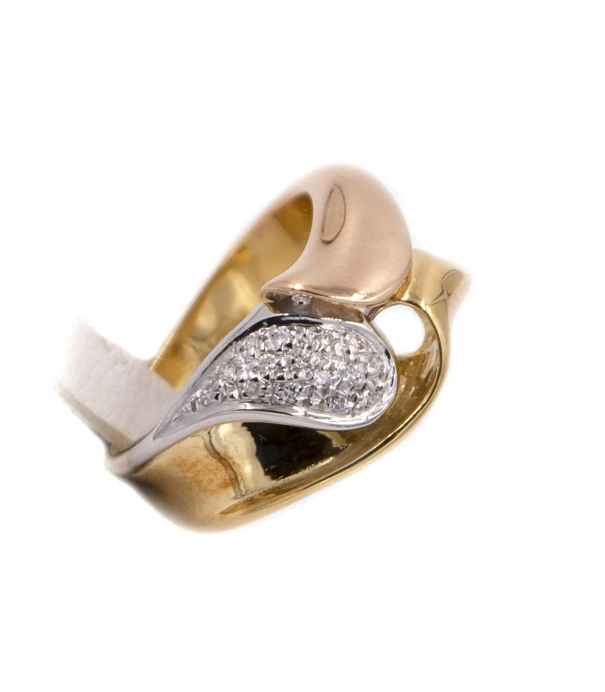 Anello in oro giallo con brillanti carati totali 0,15