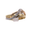 Anello in oro giallo e oro bianco con brillanti carati totali 0,08
