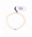 Bracciale elastico di perle con sfera piccola in oro bianco