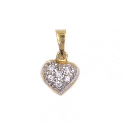 Ciondolo cuore in oro giallo con zirconi