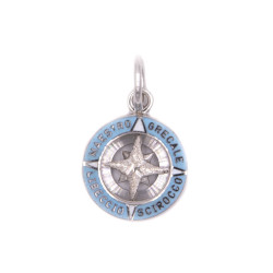 Ciondolo rosa dei venti in oro bianco satinato