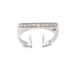 Veretta quadrata in oro bianco con brillanti