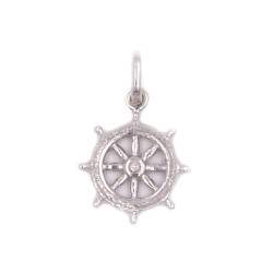 Ciondolo timone in oro bianco satinato