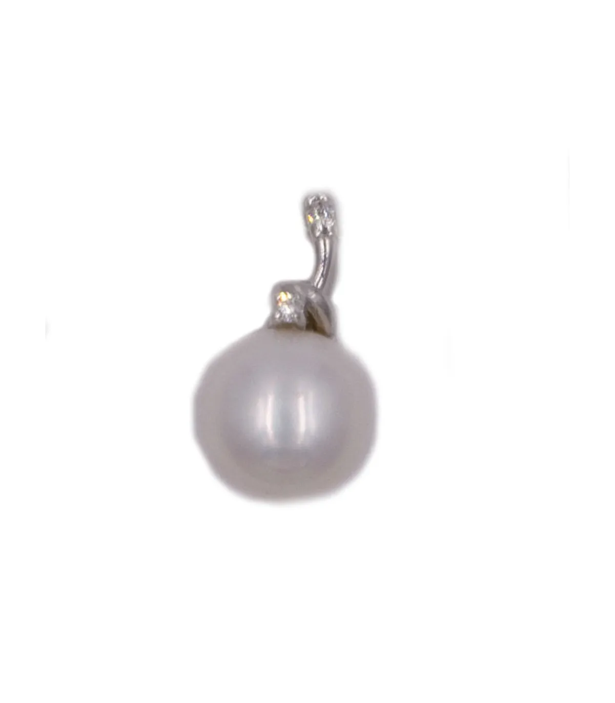 Ciondolo in oro bianco con perla e brillanti carati totali 0,01